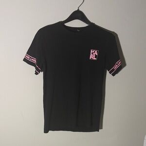 Karl Lagerfeld Black Tee with Pink Details